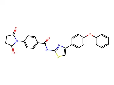 4-(2,5-dioxopyrrolidin-1-yl)-N-[4-(4-phenoxyphenyl)-1,3-thiazol-2-yl]benzamide structure