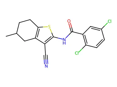 2,5-dichloro-N-(3-cyano-5-methyl-4,5,6,7-tetrahydro-1-benzothiophen-2-yl)benzamide structure