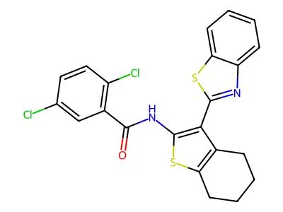 N-[3-(1,3-benzothiazol-2-yl)-4,5,6,7-tetrahydro-1-benzothiophen-2-yl]-2,5-dichlorobenzamide structure