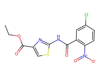 Ethyl 2-(5-chloro-2-nitrobenzamido)-1,3-thiazole-4-carboxylate structure