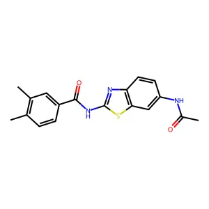 N-(6-acetamido-1,3-benzothiazol-2-yl)-3,4-dimethylbenzamide structure