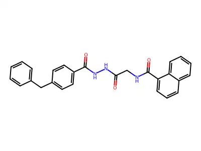 N-(2-(2-(4-benzylbenzoyl)hydrazinyl)-2-oxoethyl)-1-naphthamide structure