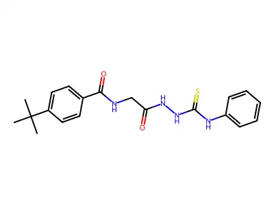 4-(tert-butyl)-N-(2-oxo-2-(2-(phenylcarbamothioyl)hydrazinyl)ethyl)benzamide structure