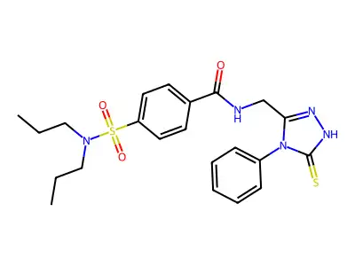 4-(dipropylsulfamoyl)-N-[(4-phenyl-5-sulfanylidene-4,5-dihydro-1H-1,2,4-triazol-3-yl)methyl]benzamide structure