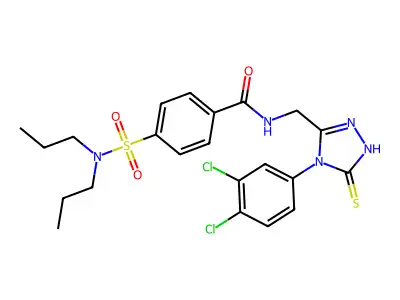 N-((4-(3,4-dichlorophenyl)-5-thioxo-4,5-dihydro-1H-1,2,4-triazol-3-yl)methyl)-4-(N,N-dipropylsulfamoyl)benzamide structure