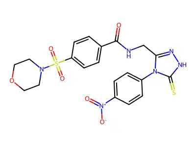 4-(morpholin-4-ylsulfonyl)-N-{[4-(4-nitrophenyl)-5-thioxo-4,5-dihydro-1H-1,2,4-triazol-3-yl]methyl}benzamide structure