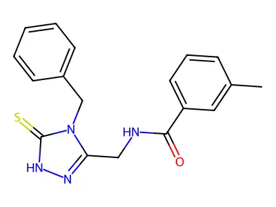 N-[(4-benzyl-5-sulfanylidene-1H-1,2,4-triazol-3-yl)methyl]-3-methylbenzamide structure