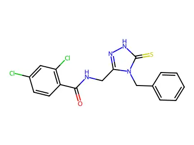 N-[(4-benzyl-5-sulfanylidene-1H-1,2,4-triazol-3-yl)methyl]-2,4-dichlorobenzamide structure