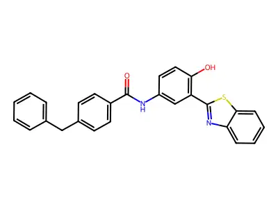 N-(3-(benzo[d]thiazol-2-yl)-4-hydroxyphenyl)-4-benzylbenzamide structure