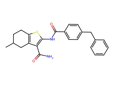 2-(4-Benzylbenzamido)-5-methyl-4,5,6,7-tetrahydrobenzo[b]thiophene-3-carboxamide structure