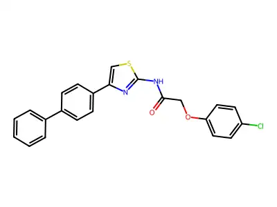 2-(4-chlorophenoxy)-N-[4-(4-phenylphenyl)-1,3-thiazol-2-yl]acetamide structure