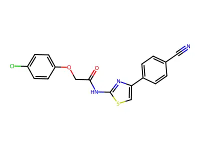 2-(4-chlorophenoxy)-N-[4-(4-cyanophenyl)-1,3-thiazol-2-yl]acetamide structure