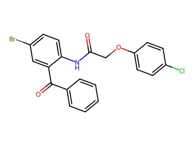 N-(2-benzoyl-4-bromophenyl)-2-(4-chlorophenoxy)acetamide structure