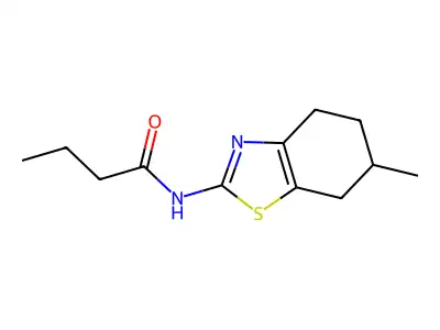 N-(6-methyl-4,5,6,7-tetrahydro-1,3-benzothiazol-2-yl)butanamide structure