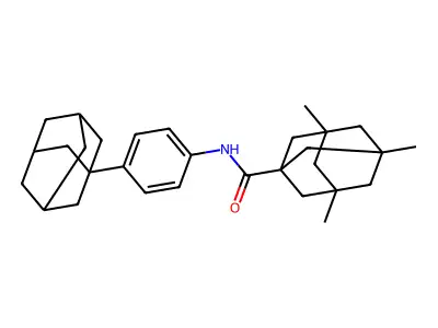 N-[4-(1-adamantyl)phenyl]-3,5,7-trimethyladamantane-1-carboxamide structure