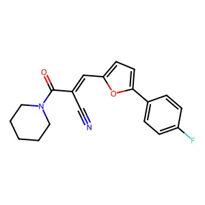 (Z)-3-(5-(4-fluorophenyl)furan-2-yl)-2-(piperidine-1-carbonyl)acrylonitrile structure