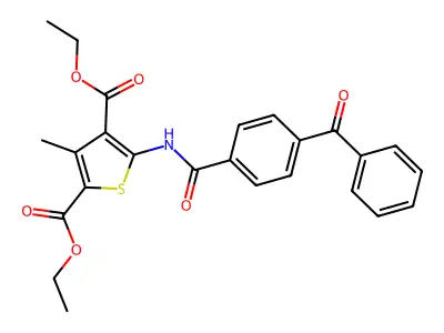 Diethyl 5-(4-benzoylbenzamido)-3-methylthiophene-2,4-dicarboxylate structure