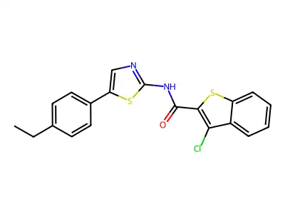 3-chloro-N-[5-(4-ethylphenyl)-1,3-thiazol-2-yl]-1-benzothiophene-2-carboxamide structure