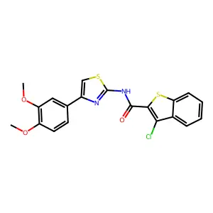 3-chloro-N-[4-(3,4-dimethoxyphenyl)-1,3-thiazol-2-yl]-1-benzothiophene-2-carboxamide structure