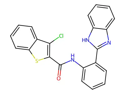 N-[2-(1H-benzimidazol-2-yl)phenyl]-3-chloro-1-benzothiophene-2-carboxamide structure