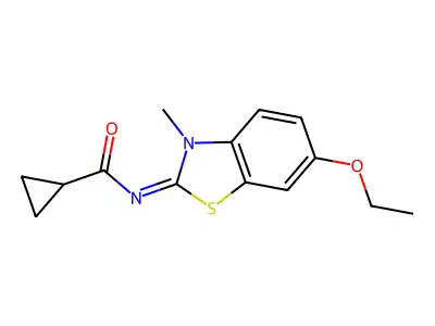 N-(6-ethoxy-3-methyl-1,3-benzothiazol-2-ylidene)cyclopropanecarboxamide structure
