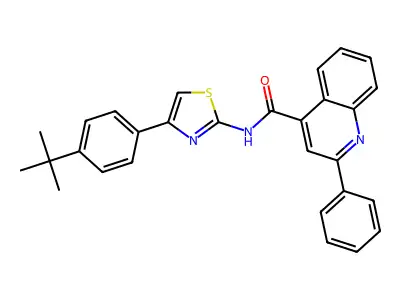 N-[4-(4-tert-butylphenyl)-1,3-thiazol-2-yl]-2-phenylquinoline-4-carboxamide structure