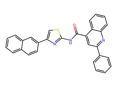 N-(4-(naphthalen-2-yl)thiazol-2-yl)-2-phenylquinoline-4-carboxamide structure
