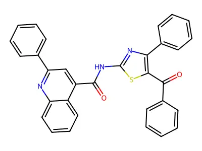 N-(5-benzoyl-4-phenyl-1,3-thiazol-2-yl)-2-phenylquinoline-4-carboxamide structure