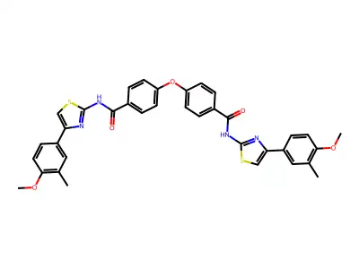 4,4'-oxybis(N-(4-(4-methoxy-3-methylphenyl)thiazol-2-yl)benzamide) structure