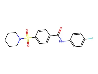 N-(4-fluorophenyl)-4-(piperidin-1-ylsulfonyl)benzamide structure