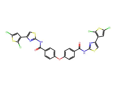 4,4'-oxybis(N-(4-(2,5-dichlorothiophen-3-yl)thiazol-2-yl)benzamide) structure