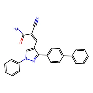 (E)-3-(3-([1,1'-biphenyl]-4-yl)-1-phenyl-1H-pyrazol-4-yl)-2-cyanoacrylamide structure