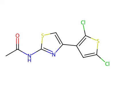 N-[4-(2,5-dichlorothiophen-3-yl)-1,3-thiazol-2-yl]acetamide structure