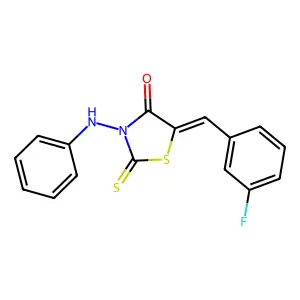 5-[(3-Fluorophenyl)methylene]-3-(phenylamino)-2-thioxo-1,3-thiazolidin-4-one structure