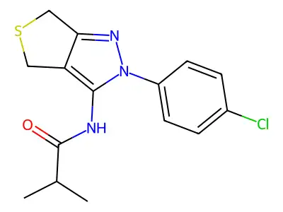 N-(2-(4-chlorophenyl)-4,6-dihydro-2H-thieno[3,4-c]pyrazol-3-yl)isobutyramide structure