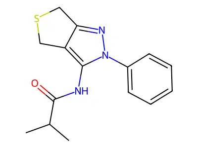 2-methyl-N-(2-phenyl-4,6-dihydrothieno[3,4-c]pyrazol-3-yl)propanamide structure