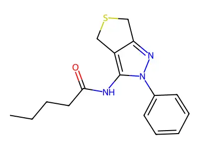 N-(2-phenyl-4,6-dihydrothieno[3,4-c]pyrazol-3-yl)pentanamide structure