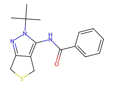N-(2-tert-butyl-4,6-dihydrothieno[3,4-c]pyrazol-3-yl)benzamide structure