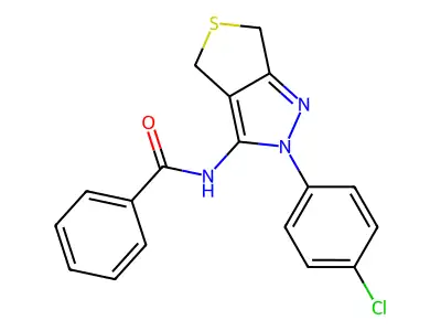 N-[2-(4-chlorophenyl)-4,6-dihydrothieno[3,4-c]pyrazol-3-yl]benzamide structure