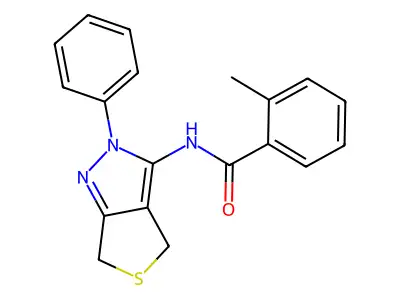 2-methyl-N-(2-phenyl-4,6-dihydrothieno[3,4-c]pyrazol-3-yl)benzamide structure