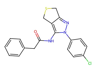 N-[2-(4-chlorophenyl)-4,6-dihydrothieno[3,4-c]pyrazol-3-yl]-2-phenylacetamide structure