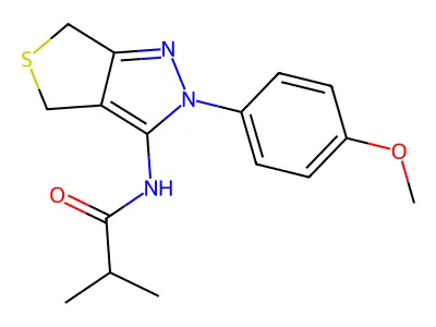 N-(2-(4-methoxyphenyl)-4,6-dihydro-2H-thieno[3,4-c]pyrazol-3-yl)isobutyramide structure