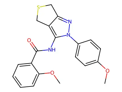 2-methoxy-N-[2-(4-methoxyphenyl)-4,6-dihydrothieno[3,4-c]pyrazol-3-yl]benzamide structure