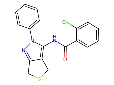 2-chloro-N-(2-phenyl-4,6-dihydrothieno[3,4-c]pyrazol-3-yl)benzamide structure