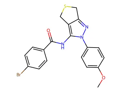 4-bromo-N-[2-(4-methoxyphenyl)-4,6-dihydrothieno[3,4-c]pyrazol-3-yl]benzamide structure