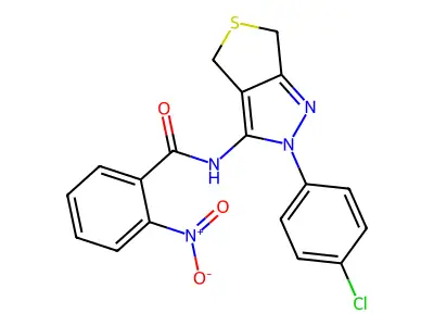 N-(2-(4-chlorophenyl)-4,6-dihydro-2H-thieno[3,4-c]pyrazol-3-yl)-2-nitrobenzamide structure