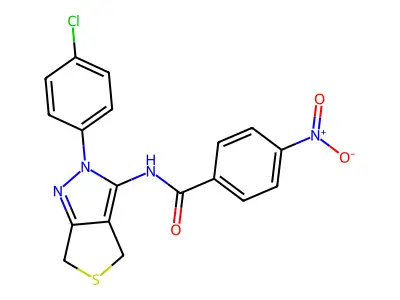 N-[2-(4-chlorophenyl)-4,6-dihydrothieno[3,4-c]pyrazol-3-yl]-4-nitrobenzamide structure