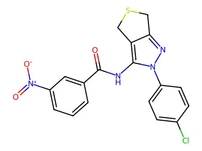 N-[2-(4-chlorophenyl)-4,6-dihydrothieno[3,4-c]pyrazol-3-yl]-3-nitrobenzamide structure