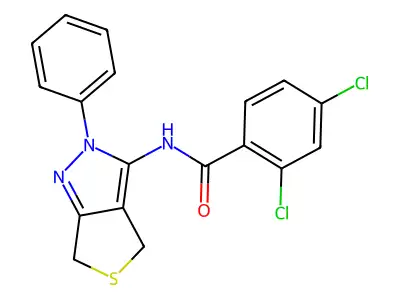 2,4-dichloro-N-(2-phenyl-4,6-dihydro-2H-thieno[3,4-c]pyrazol-3-yl)benzamide structure