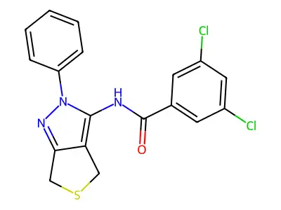 3,5-dichloro-N-(2-phenyl-4,6-dihydro-2H-thieno[3,4-c]pyrazol-3-yl)benzamide structure